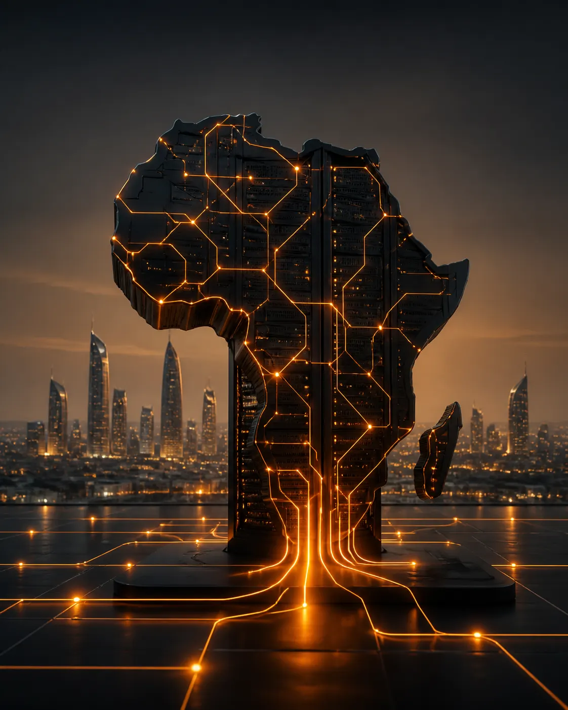 Conceptual African technology infrastructure connected for global scale